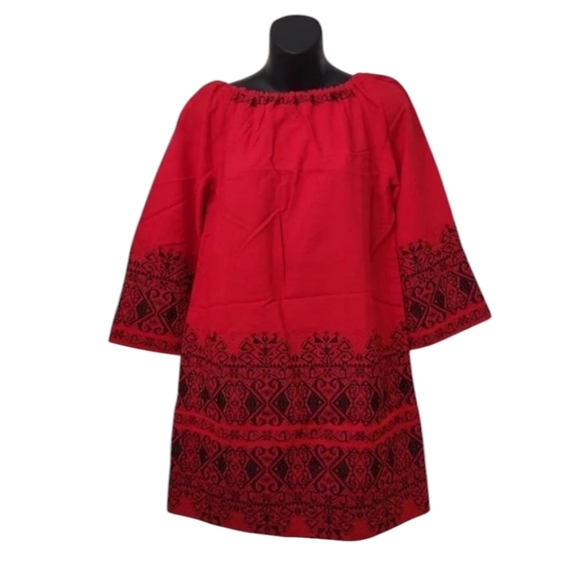 EL GRECO Red Embroidered Dress Size 1 NWOT - Picture 1 of 11